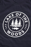 White logo on mens navy blue LOTW Gear t-shirt