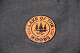 Orange and black LOTW Gear embroidered logo on black fitted sweatpants