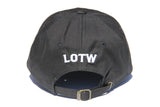 Back view of black LOTW GEAR dad hat with white embroidered logo