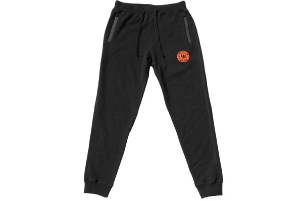 Black LOTW Gear fitted sweatpants with orange and black embroidered logo