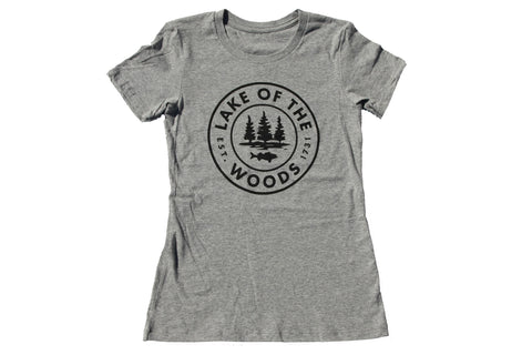 Grey LOTW Gear womens t-shirt with black logo