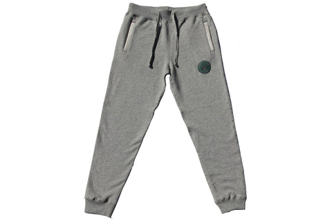 Grey LOTW Gear fitted sweatpants with green and grey embroidered logo